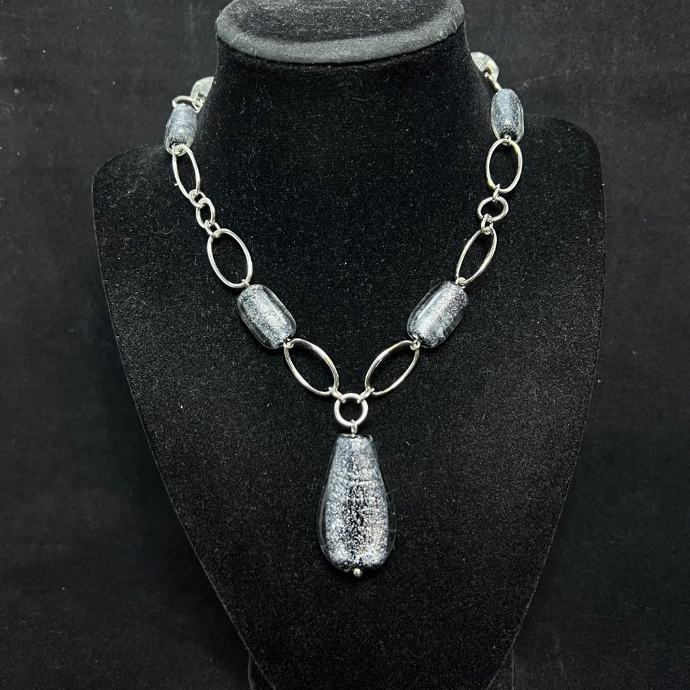 Vintage Lia Sophia Boho Silver Tone Chunky Necklace (2573)